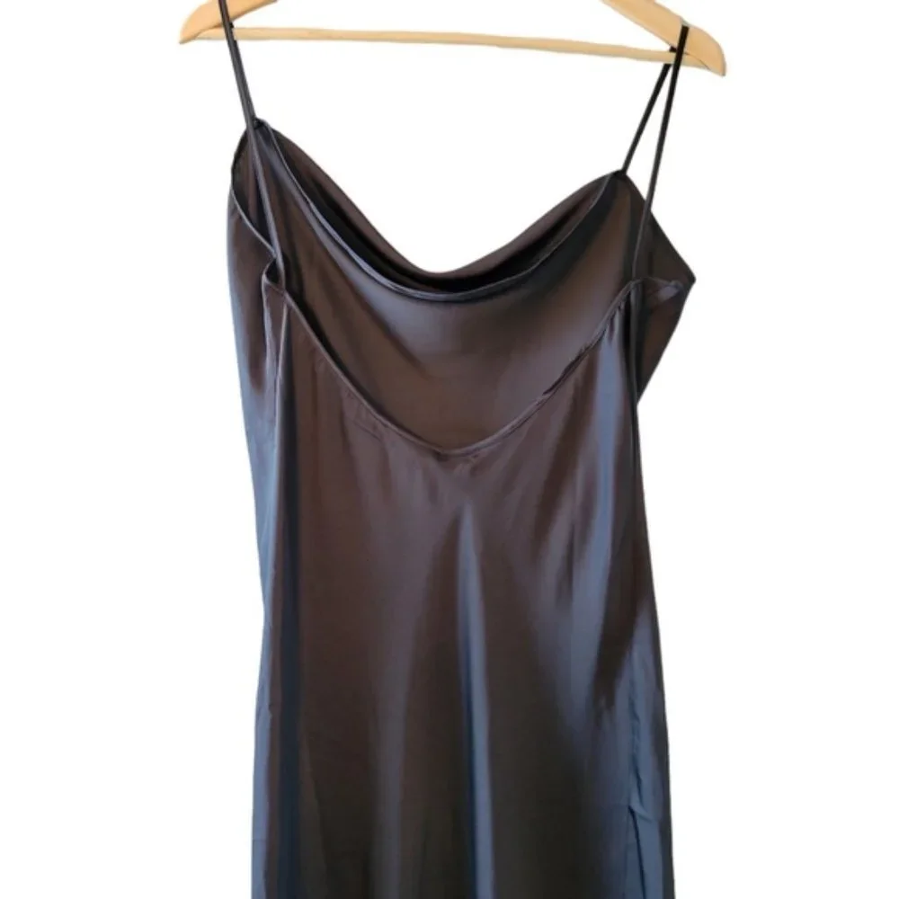 Lamarque Cowl Spaghetti Strap Midi Satin Dress Size 6 Black. - Picture 9 of 9